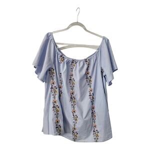 Lane Bryant NWT Blouse Size 18/20 Floral Embroidered Off-Shoulder Peasant BOHO